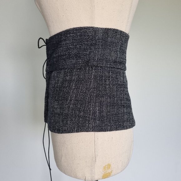 Veronika Maine Black & Grey Tweed Lace Up Cinch Waist Belt Size S - Picture 3 of 7